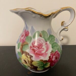 Andrea by Sadek Vintage Hand Painted Floral Rose Pitcher Made In Japan